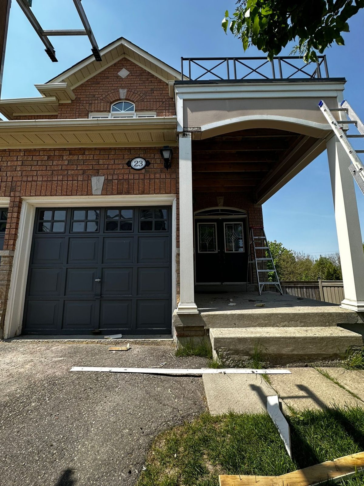 Entrance columns before aluminum wrapping